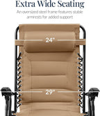 Best Choice Products Oversized Padded Zero Gravity Chair, Folding Outdoor Patio - Image 3
