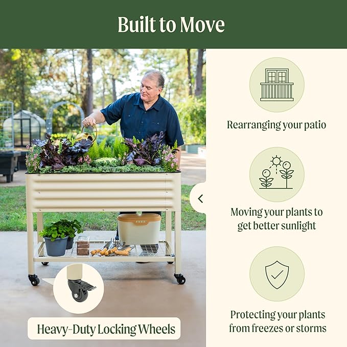 Rolling Elevated Raised Garden Bed-V Series, 700 Lbs Weight Capacity, Outdoor - Image 4