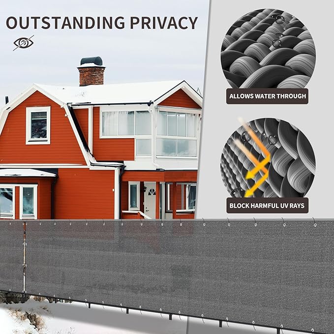 LOVE STORY Custom Size 3'x29' Dark Grey Balcony Privacy Screen, UV Block - Image 4
