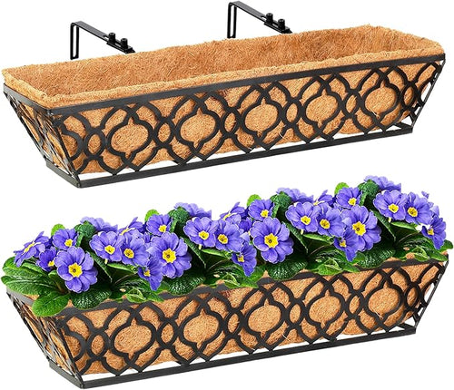 2pcs 24 Inch Window Deck with Coco Liner, Metal Hanging Flower Planter Window by LAWYAMAI