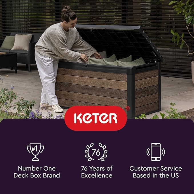 Keter City 30 Gallon Resin Outdoor Storage Box & Patio Side Table - Image 10