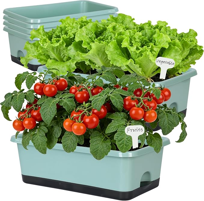Window Box Planter 6 Pcs, 18 Inches Rectangle Flower Pots by Oliz
