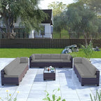 Kullavik 14 Pieces Outdoor Patio Furniture Set PE Wicker Rattan Sectional Sofa - Image 6