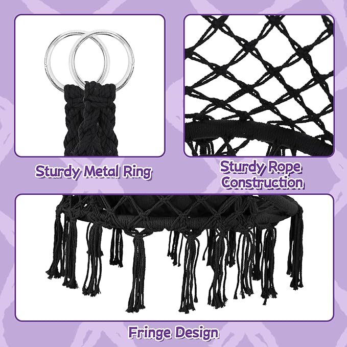 Macrame Hammock Hanging Swinging Chair - Image 4