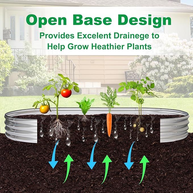JERIA 2 Pcs 8×4×1ft Oval Raised Garden Bed, Galvanized Raised Garden Bed Kit - Image 4
