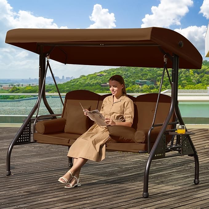 3 in 1 Patio Swing with Adjustable Canopy by YALISSEY