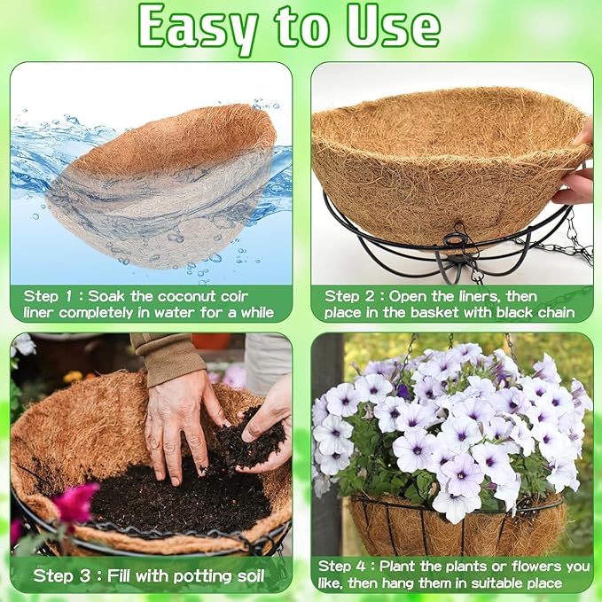 ZeeDix 2 Pack 18 Inch Large Hanging Baskets - Image 5