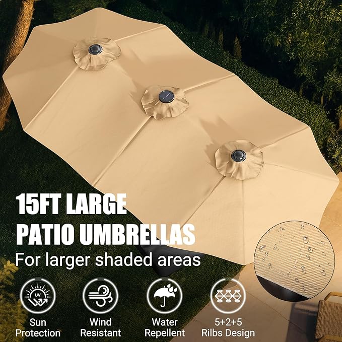 LEVELEVE 14FT Large Patio Patio Umbrella - Image 3