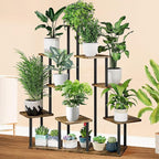 9 Tier Wood Tall Plant Stand Metal Rack Indoor, Planter Shelf Display Rack - Image 7