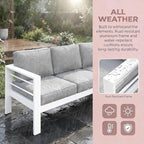 Kiss the Water Outdoor Couch Aluminum Patio Furniture Sofa, 3 Seat All-Weather - Image 6