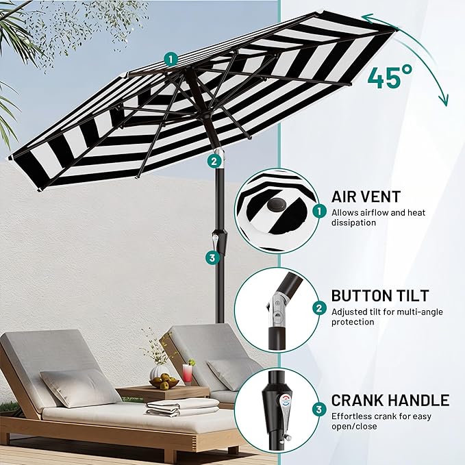 AreShark 9 FT Patio Umbrella for Outdoor, Outdoor Table Umbrella - Image 5