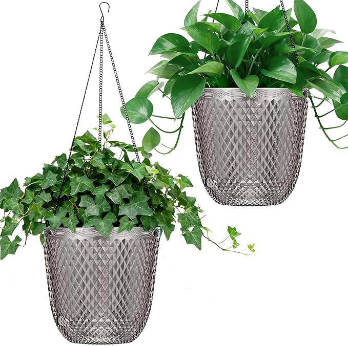 QCQHDU Self Watering Hanging Pots, 2 Pack 5.7 Inch Hanging Planters by QCQHDU