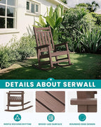 SERWALL HDPE Outdoor Rocking Chair Set of 8, Patio Rocking Chairs - Image 4
