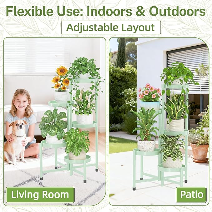 iDavosic.ly Plant Stand Indoor Outdoor, 5 Tier Corner Metal Flower Display - Image 6