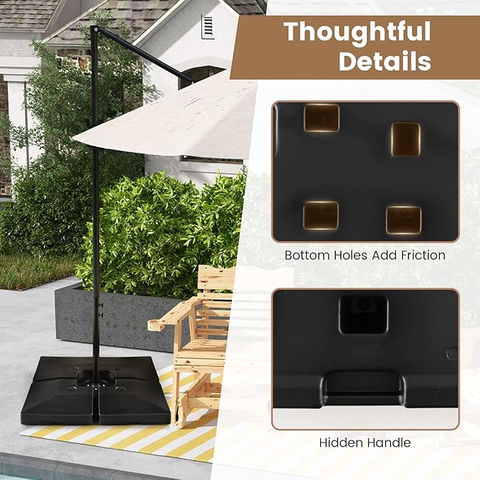 Tangkula 4-Piece 20L Cantilever Offset Patio Umbrella Base, 284 Lbs Heavy-Duty - Image 6