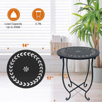 Round Side Table Set of 2, Metal Patio Side Tables End Tables, Weather - Image 7