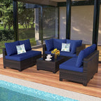 7 Pieces Outdoor Patio Furniture Set, Outdoor Wicker Sectional - Image 5