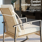 3 Piece Patio Rocking Chairs Set of 2, Outdoor Rocking Chair Bistro Set - Image 3