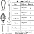 YOFIT 44 Pcs Shade Sail Hardware Kit, 5 Inch Outdoor Sun Sail Accessories - Image 2