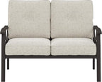 RoyalCraft Patio Loveseat, All-Weather Outdoor 2 Seats Sofa Couch, Khaki Metal - Image 7
