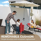 Devoko Patio Chaise Lounge Sets Outdoor Rattan Adjustable Back 3 Pieces - Image 7