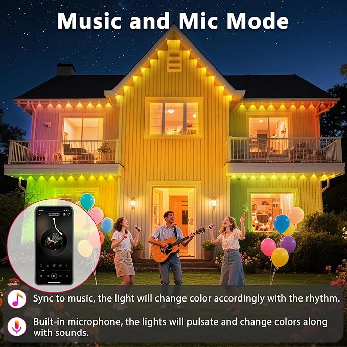 500FT Permanent Outdoor RGB Lights, IP67 Waterproof Smart Eave Lighting - Image 6