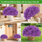 60 Pack Artificial Flowers for Outdoor Indoor Fake Plants, Faux Silk Flowers - Image 3