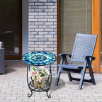 Outdoor Side Table Round Small Mosaic Patio Accent Indoor End Plant Coffee Tea - Image 6