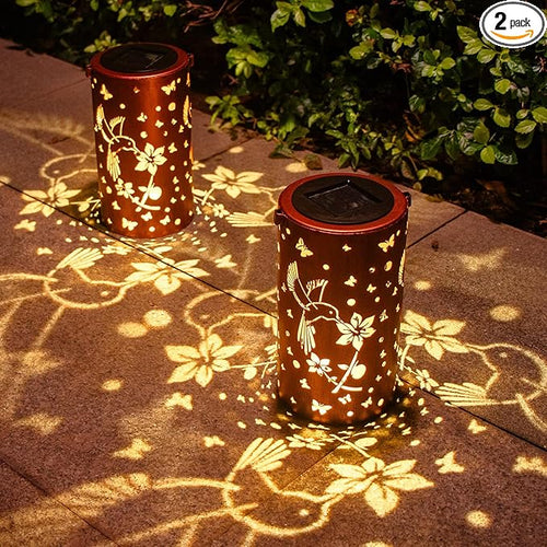 2 Pack Solar Lanterns Outdoor Waterproof Hummingbirds Birthday Gifts by DIBIEECN