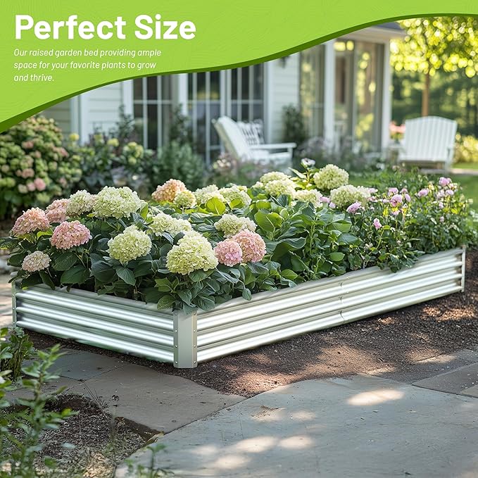 2PCS 8x4x1FT Galvanized Raised Garden Bed, Galvanized Planter Raised Garden - Image 5