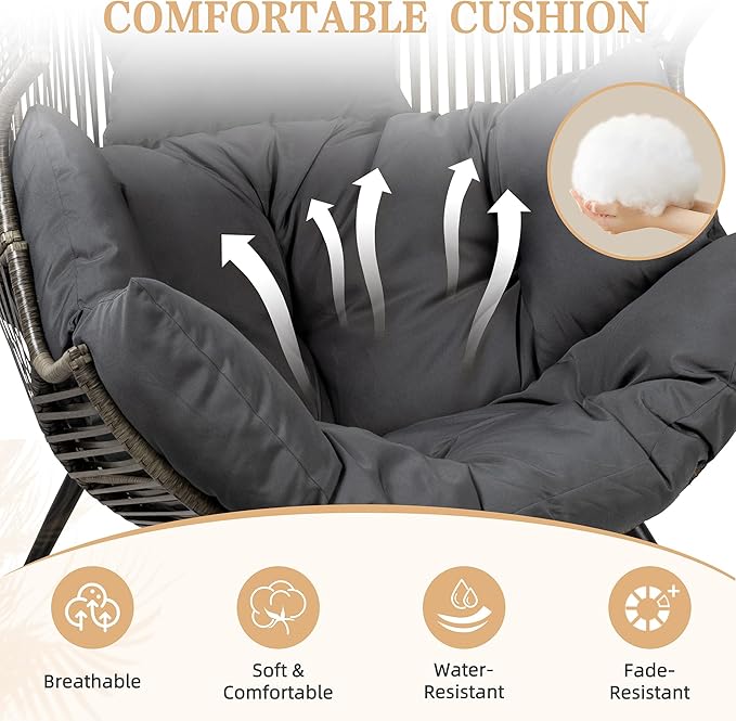 Vongrasig Outdoor Wicker Egg Chair PE Rattan Chair - Image 5