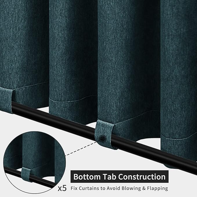 Easy-Going Linen Look Outdoor Curtains Waterproof Windproof Porch Curtains - Image 4