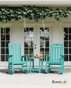 Oversized Outdoor Rocking Chair Set of 2, HDPE All-Weather Patio Rocking Chairs - Image 2