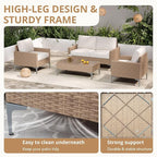4-Piece Patio Furniture Set, Outdoor Wicker Sectional Sofa - Image 6