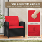 Tangkula 3 Pieces Patio Furniture Set, Rattan Conversation Set w/Soft Seat & - Image 7