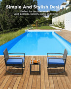 3 Piece Patio Bistro Set Patio Furniture Set Outdoor Wicker Rocking Furniture - Image 8