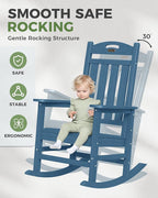 Oversized Outdoor Rocking Chairs Set of 4, High Back Porch Rocking Chair - Image 4