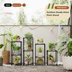 Bamworld Plant Stands Indoor 4 Sets Plant Shelves Outdoor Metal Plant Holder - Image 3