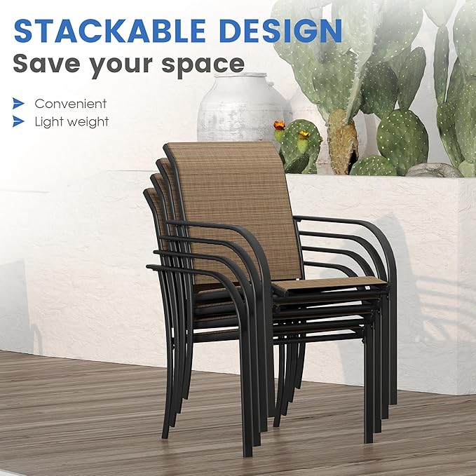 VICLLAX Patio Dining Set for 6, All Weather Metal Outdoor Furniture Set - Image 3