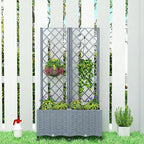 Outsunny Planter Box with Trellis, Self Watering Raised Garden Bed with - Image 8