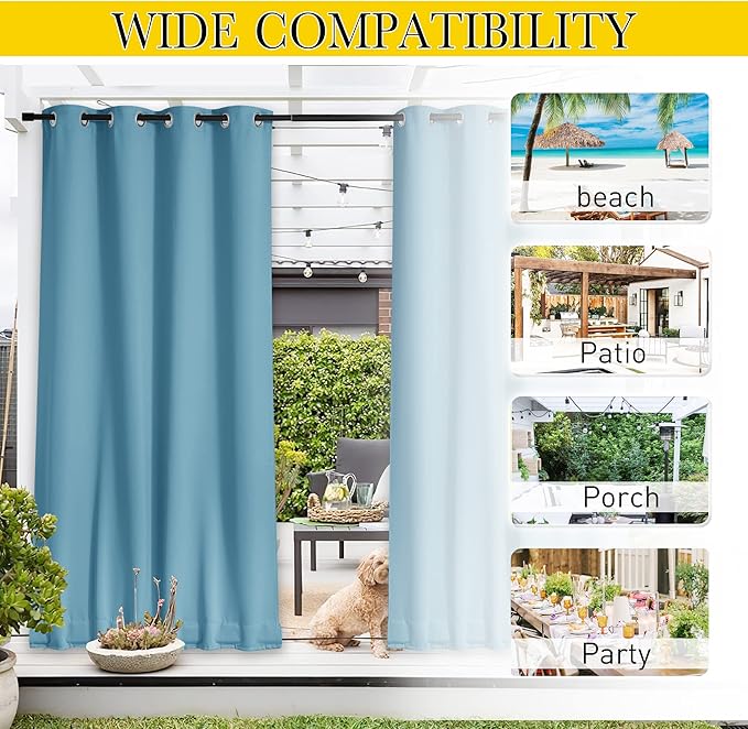 NICETOWN 2 Panels Weighted Blackout Outdoor Curtains - Image 8