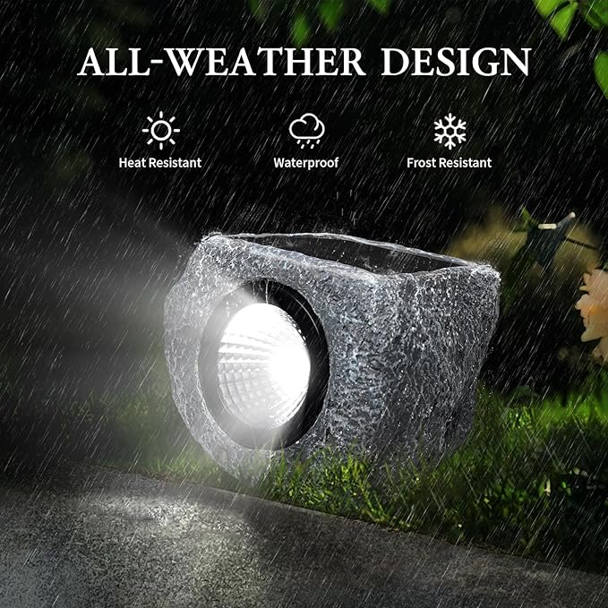 Solar Rock Lights Outdoor 4 Pack, Bright Solar Spotlights Outdoor Waterproof - Image 3