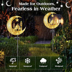 Lewondr 2Pcs Ramadan Solar Lights, Ramadan Decorations Outdoor, Metal Yard - Image 4