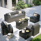 Aoxun Patio Furniture Set with Fire Pit Table, 8 Piece Outdoor Sectional Sofas by Aoxun