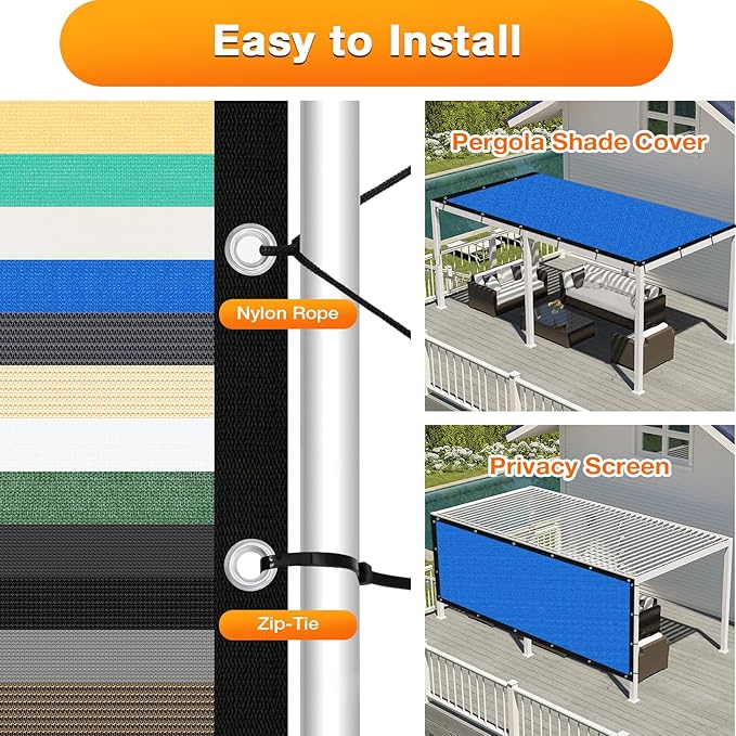 Artpuch Outdoor Pergola Shade Cover 7' X 16' Sun Shade Cloth - Image 5