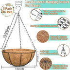 ZeeDix 3 Pack 16 Inch Large Hanging Baskets - Image 2