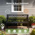 Garden Bench, Outdoor Benches, Iron Steel Frame Patio Bench - Image 4