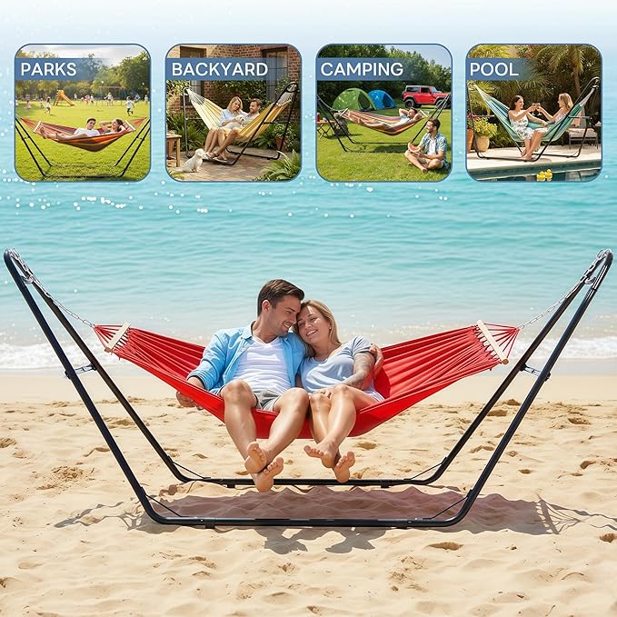 DUMOS Universal Double Hammock Stand Only, Heavy Duty Hammock Stands - Image 6