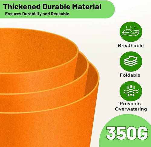 5 Gallon Fabric Grow Bags 5-Pack, 350G Heavy Duty Nonwoven Plant Pots - Image 2
