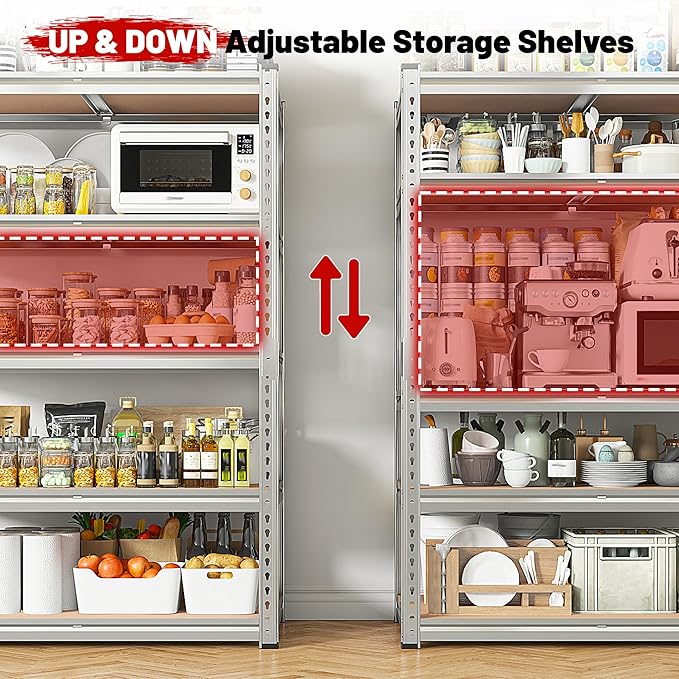 REIBII 2020LBS Garage Shelving Heavy Duty Metal Shelving 5 Tier Storage Shelves - Image 7